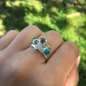 Birthstone Stacking Ring Sterling Silver