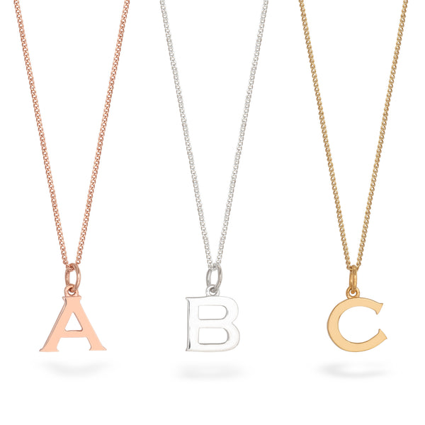 Letter Charm Necklace Sterling Silver