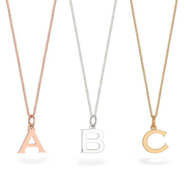 Letter Charm Necklace Rose Gold Vermeil