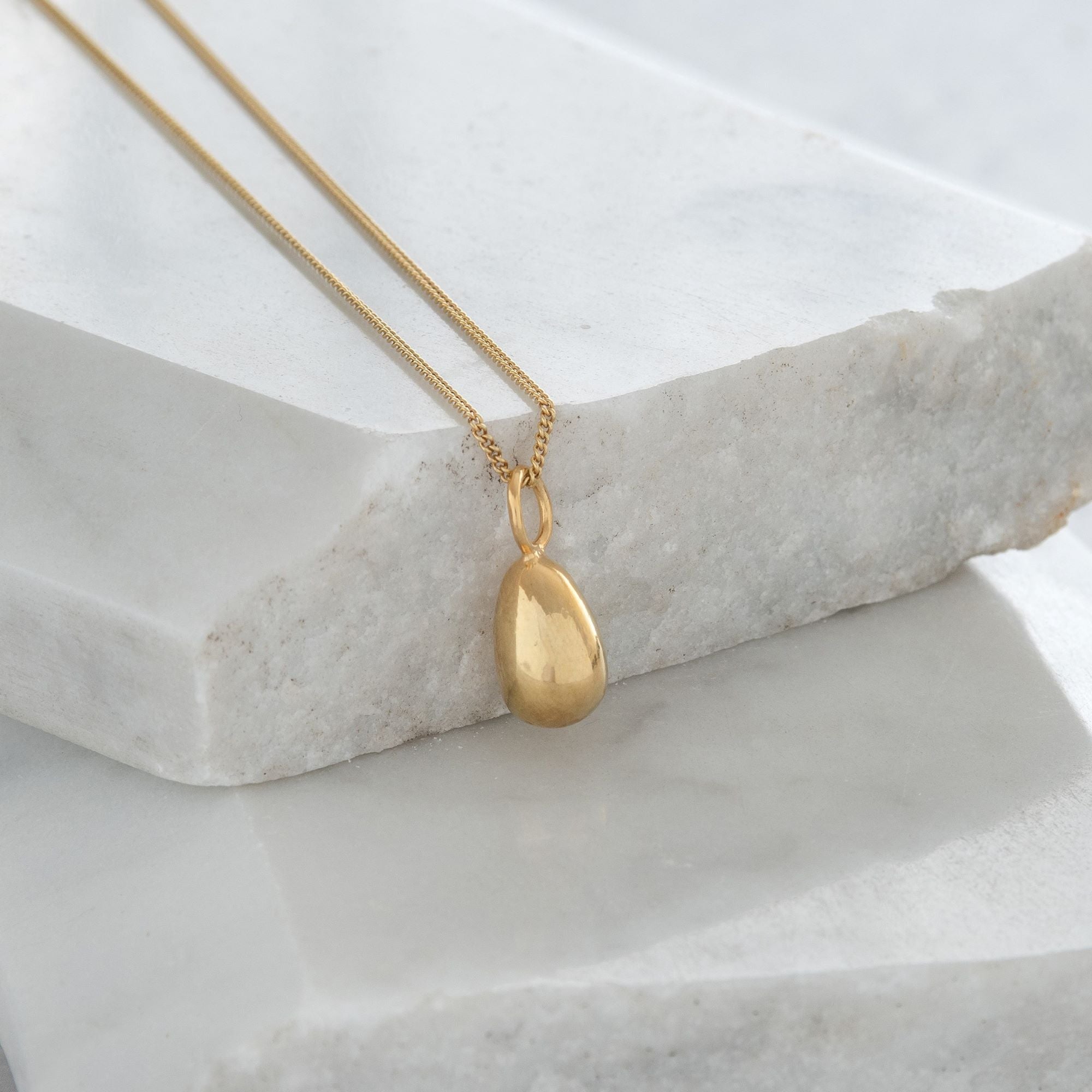 Egg Pendant Necklace Gold Vermeil