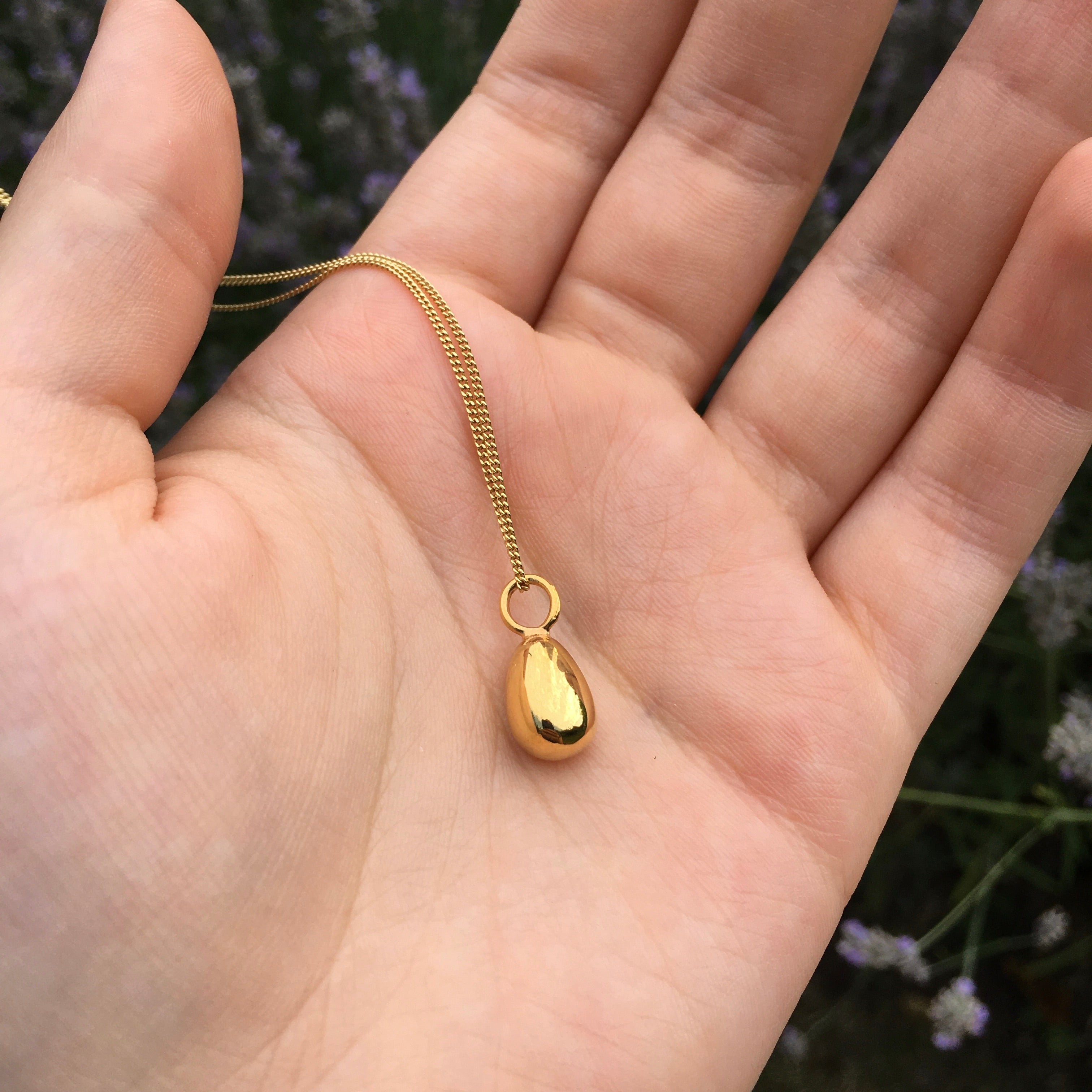 Egg Pendant Necklace Gold Vermeil