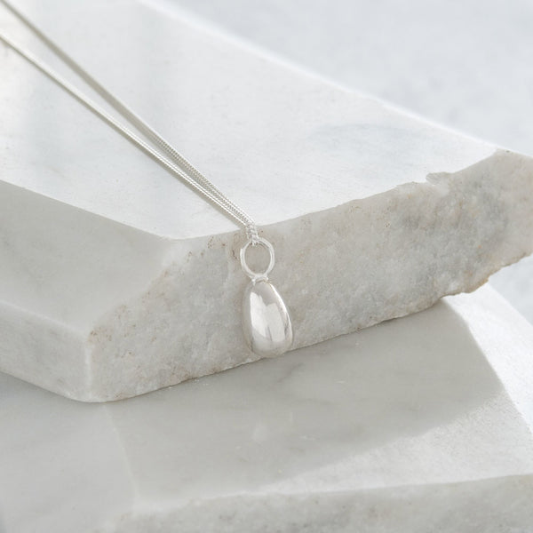 Egg Pendant Necklace Sterling Silver