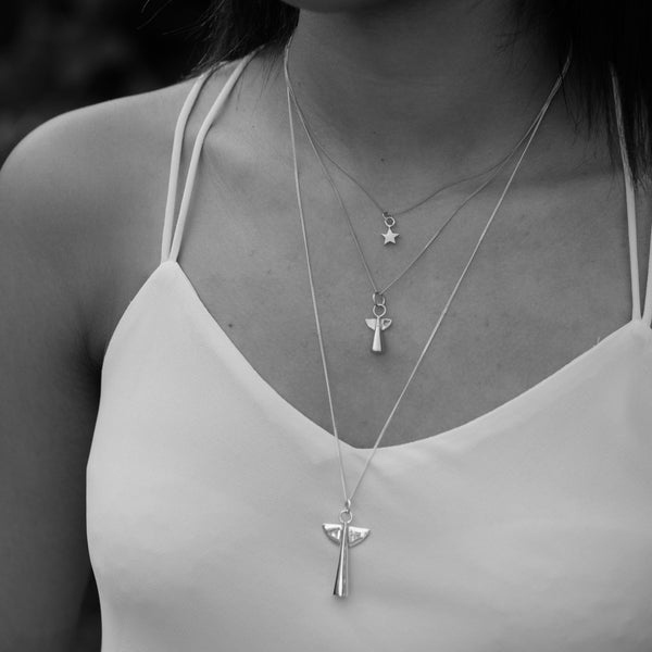 Angel Pendant Necklace Sterling Silver