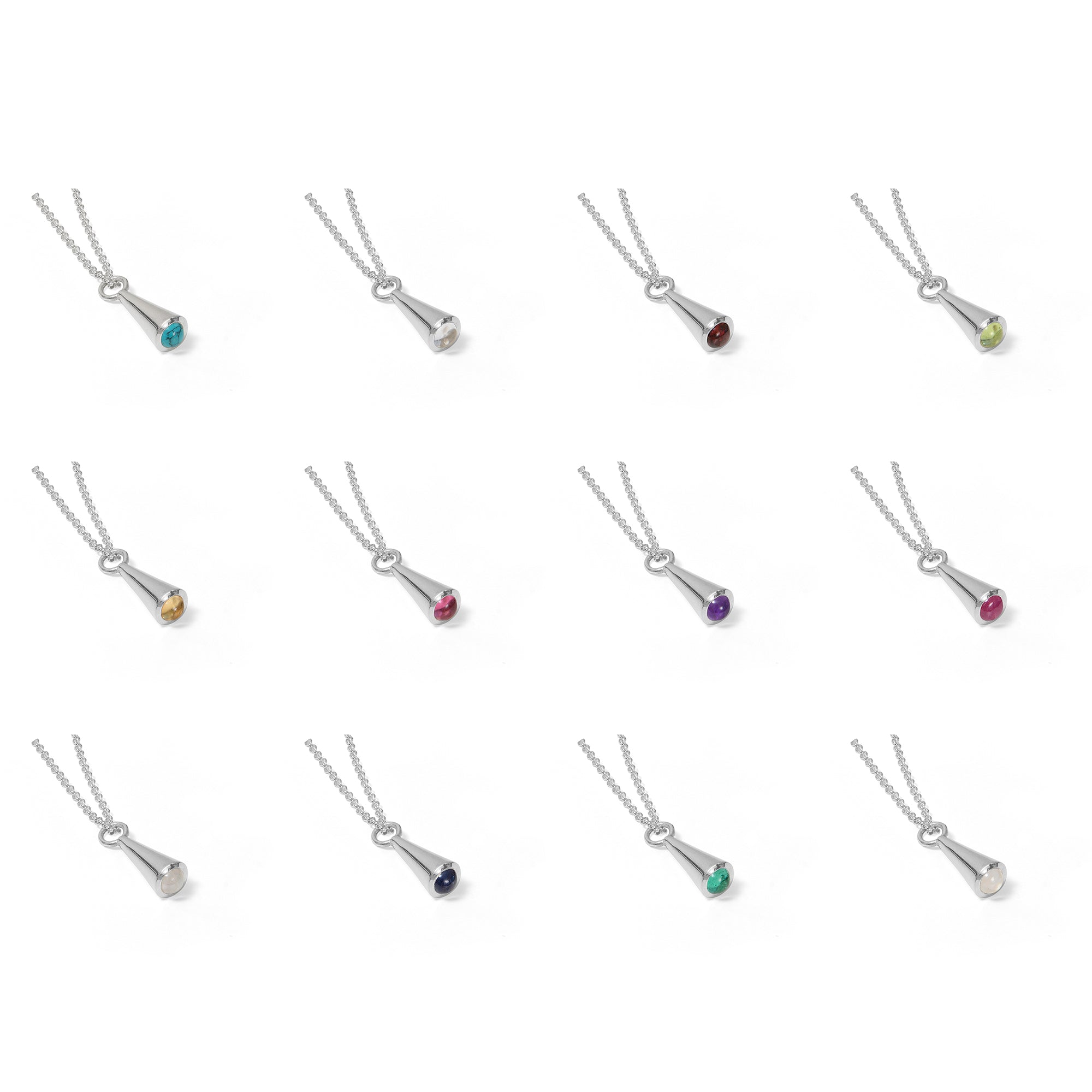 Cone Birthstone Necklace Sterling Silver