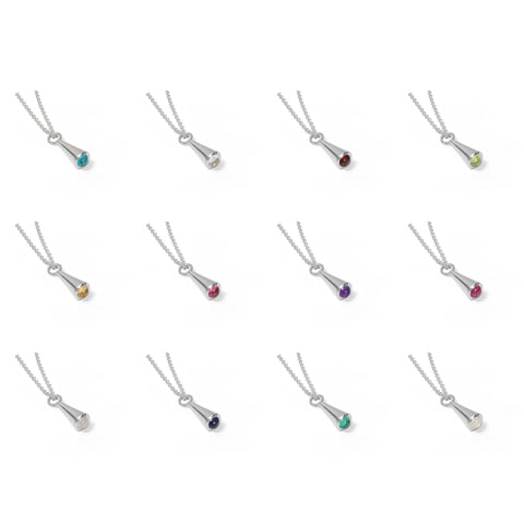 Cone Birthstone Necklace Sterling Silver