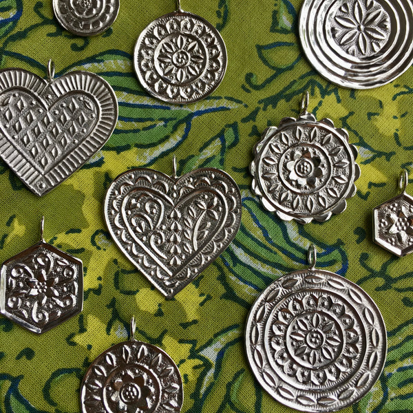 Gingerbread Heart Amulet Necklace Sterling Silver