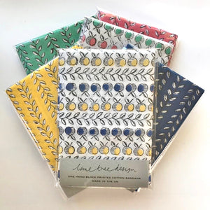 Post Box Friendly Block Printed Apple or Vine Bandana