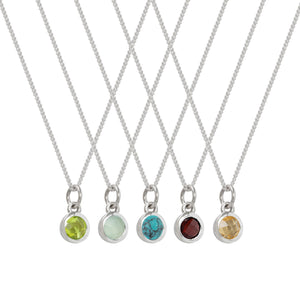 Birthstone Charm Necklace Sterling Silver