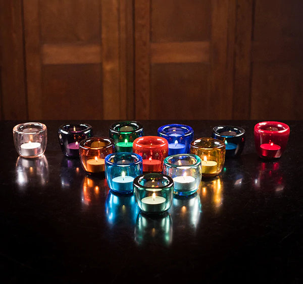 British Colour Standard Hand Blown Glass Tea Light Holder