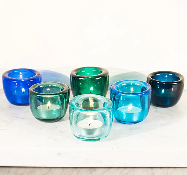 British Colour Standard Hand Blown Glass Tea Light Holder