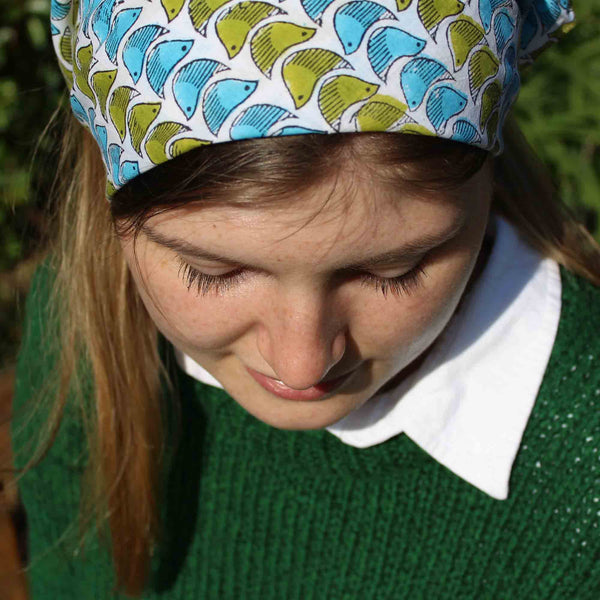 Post Box Friendly Block Printed Bird Bandana