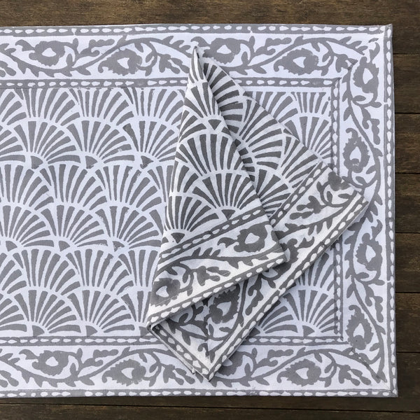 Set of 6 Block Print Placemats & Napkins - 3 Colourways