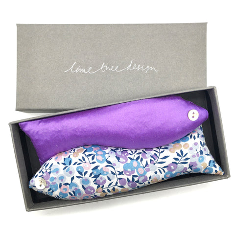 lilac lavender filled fish made with liberty of london fabric 