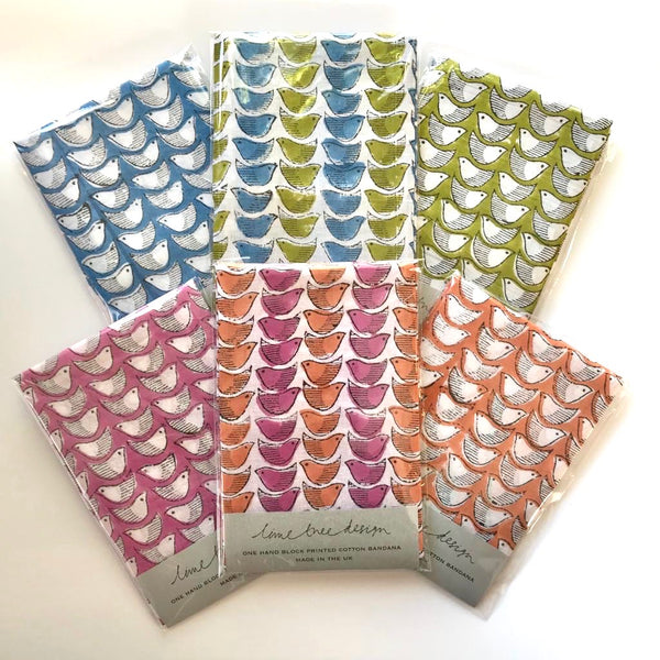 Post Box Friendly Block Printed Bird Bandana