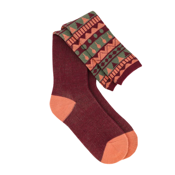 Fair Isle Triangle Boot Socks - Grape