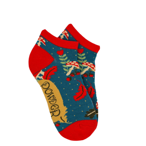 Teal Toadstools Trainer Socks