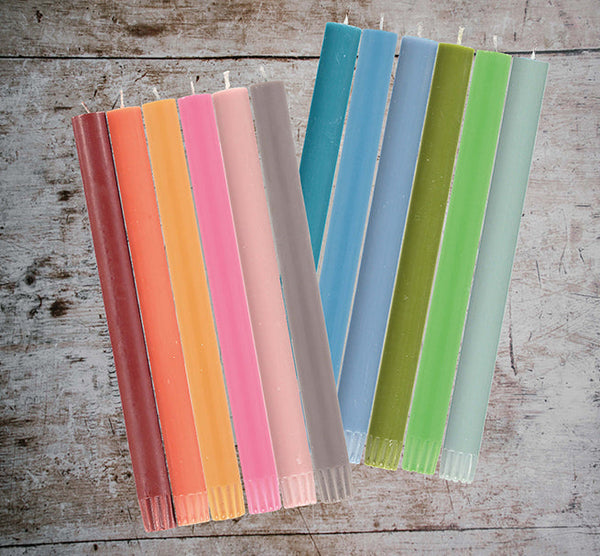 BRITISH COLOUR STANDARD - Mixed Set Cool Rainbow Eco Dinner Candles, 6 Per Pack