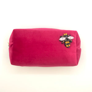Large Velvet Make-up Bag: Bright Pink