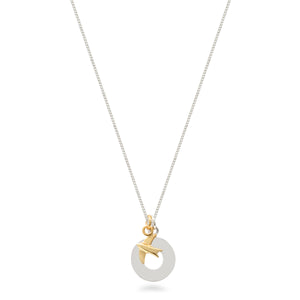 Circle and Swallow Necklace Sterling Silver and Vermeil