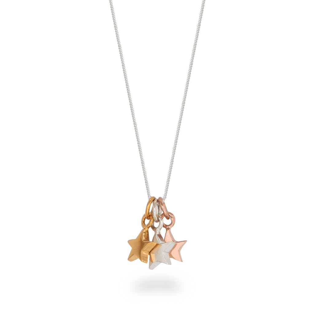 Triple Star Necklace Mixed Metal Lime Tree Design