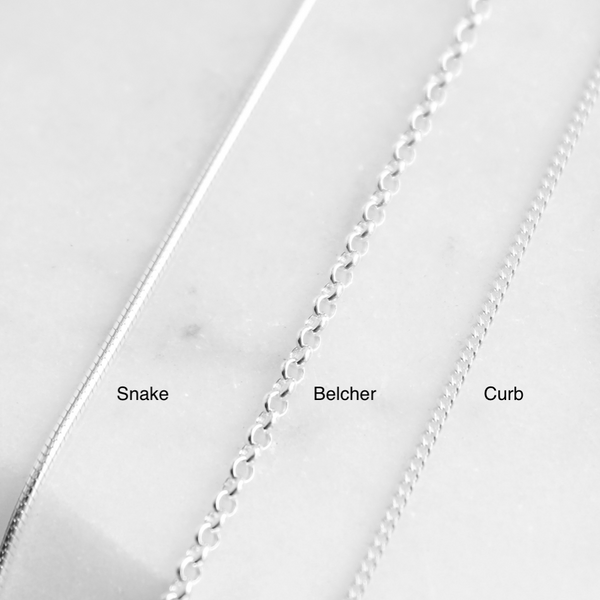 snake, belcher, curb necklace types