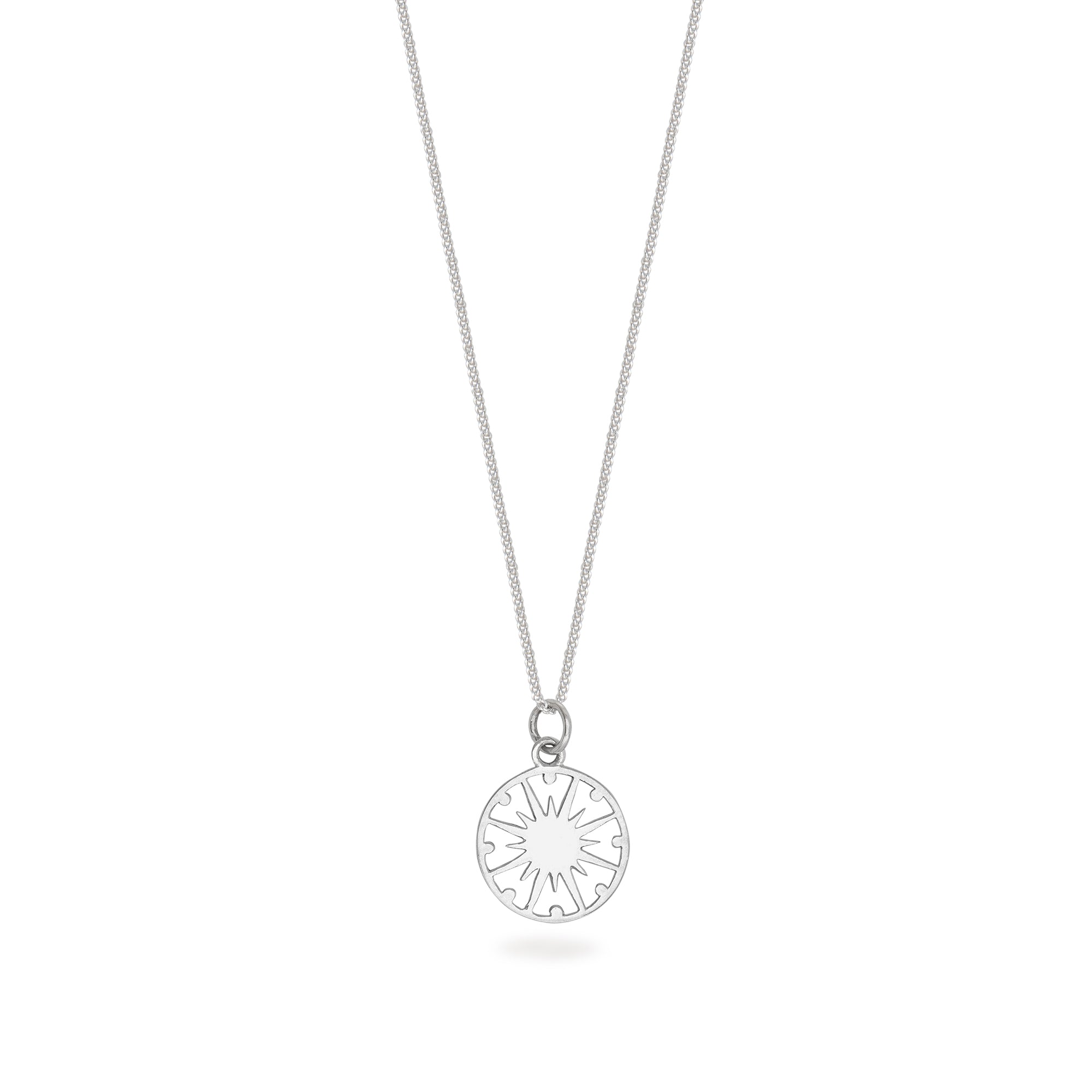 silver supernova necklace on a white background 