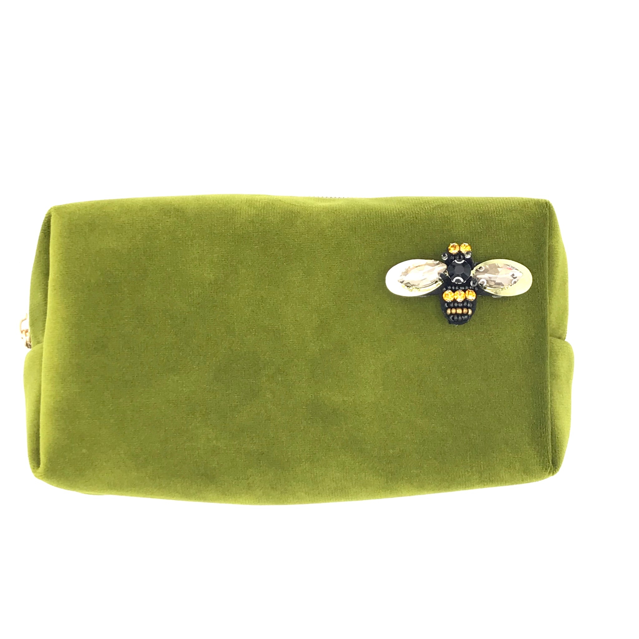 Large Velvet Make-up Bag: Chartreuse