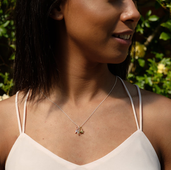 Triple Star Necklace Mixed Metal