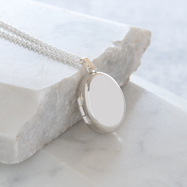 Personalised Oval Locket Necklace Sterling Silver