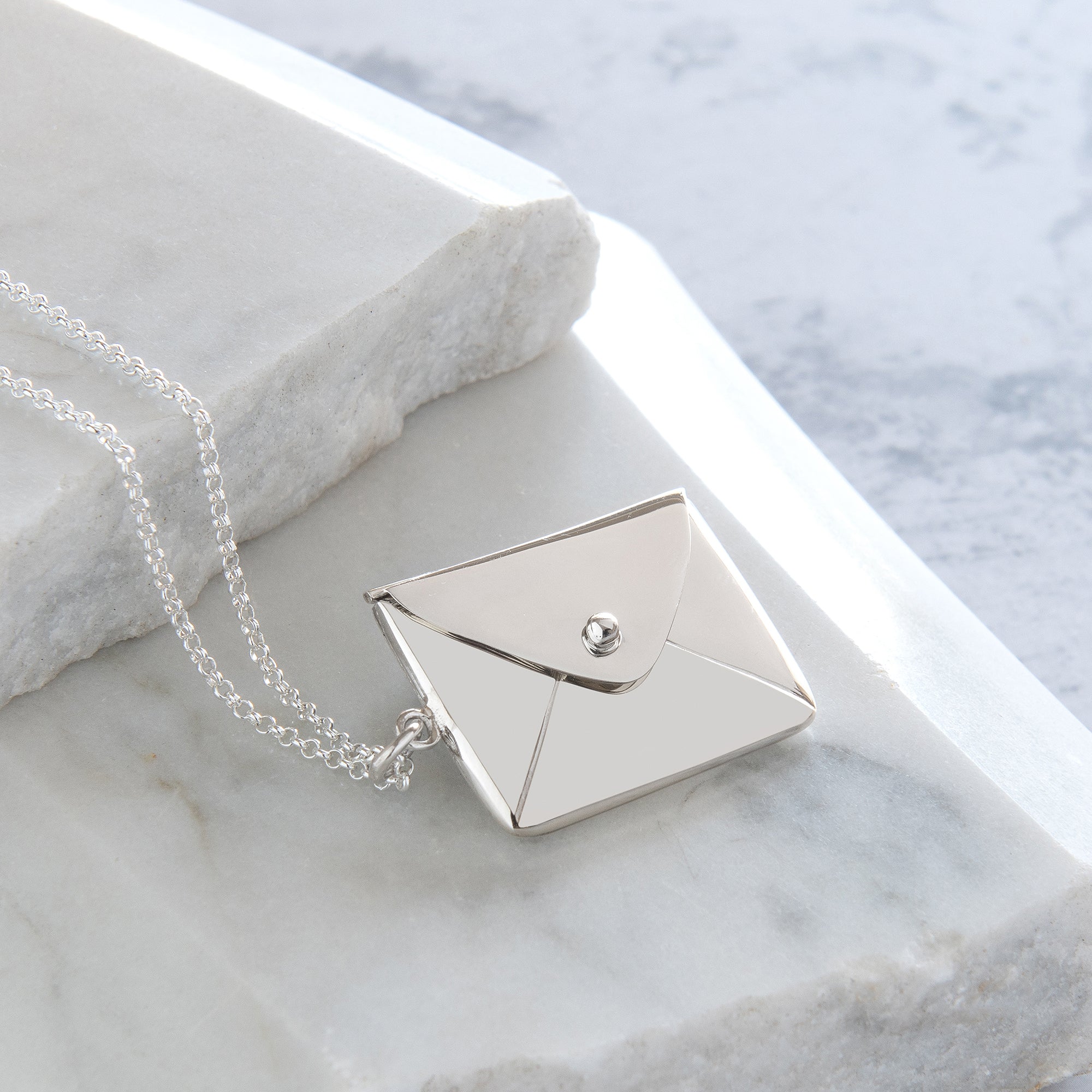 Personalised Envelope Locket Necklace Sterling Silver