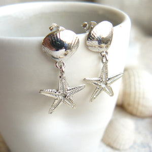 Starfish and Shell Drop Earring