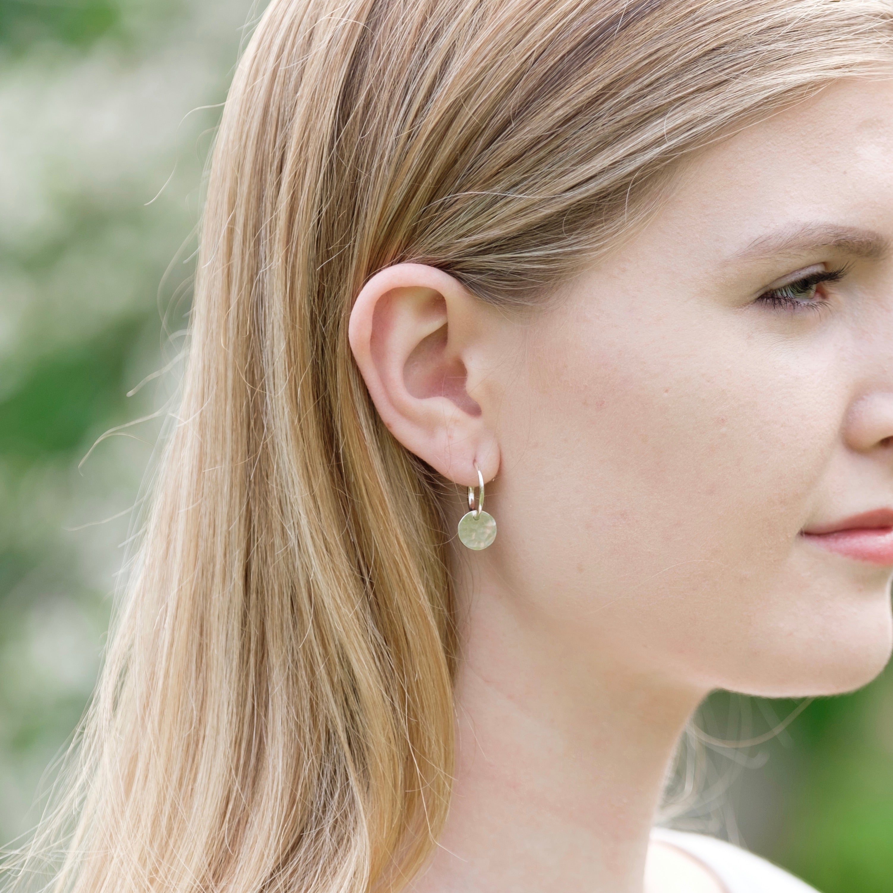 half hoop earring with disc 