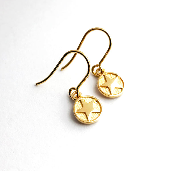 Mini Star Medallion Hook Earrings