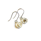 silver medallion moon and star hook earrings