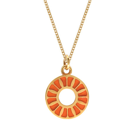 Orange medallion necklace in gold vermeil