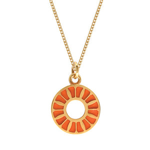Orange medallion necklace in gold vermeil