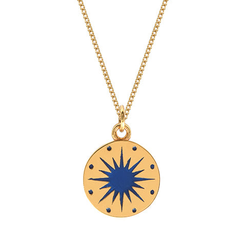 gold vermeil enamel necklace in midnight blue 