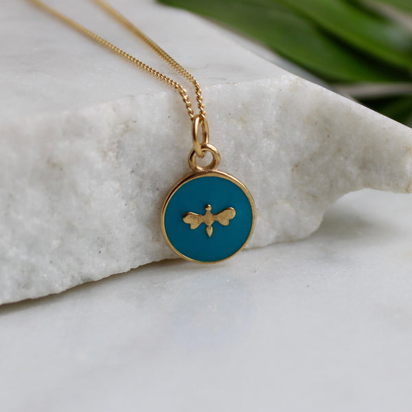 turquoise bee necklace 