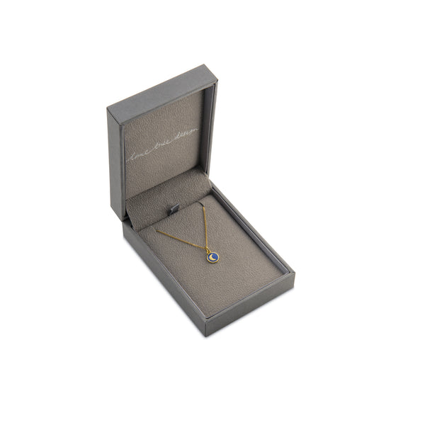 Blue Enamel Moon Necklace in Gift Box 