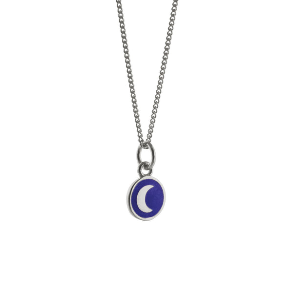 Mini Indigo Blue Moon Enamel Necklace