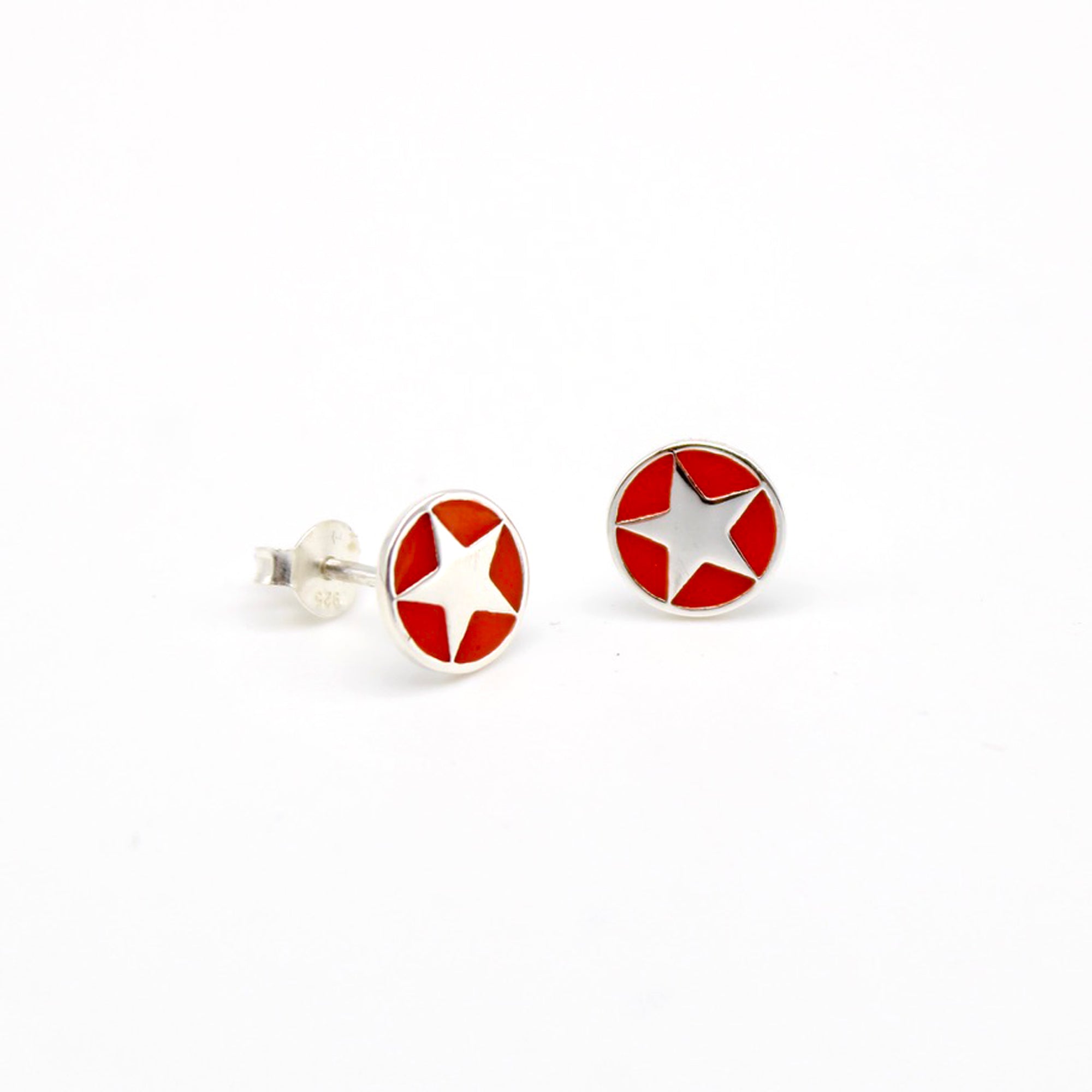 Red star earrings sales