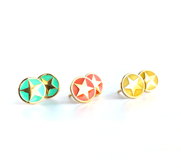 Enamel star earrings 