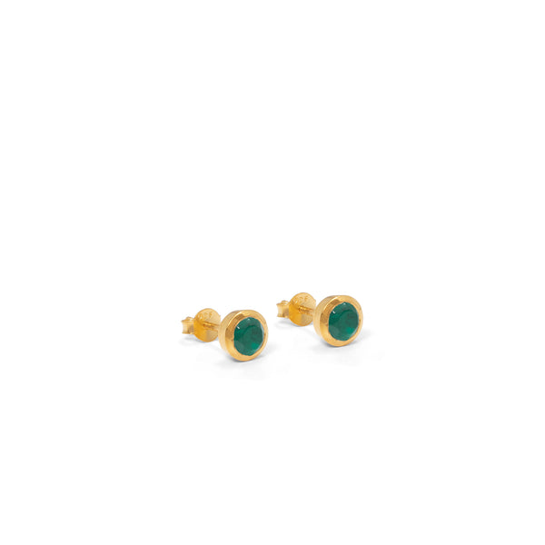 Birthstone Stud Earrings May: Emerald and Gold Vermeil
