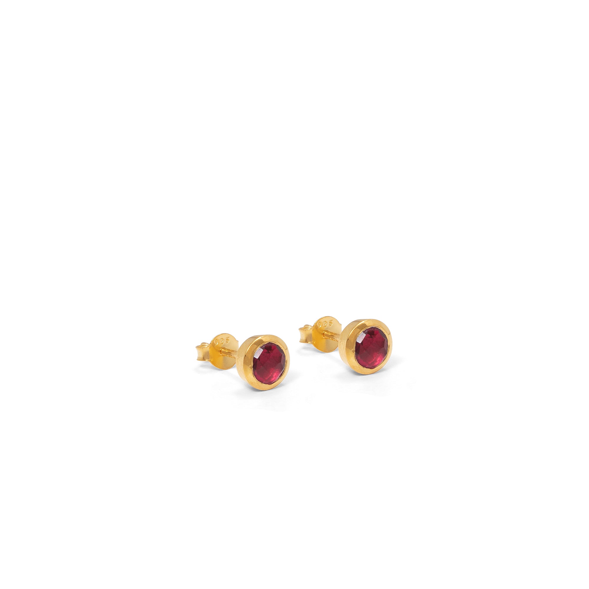 Birthstone Stud Earrings October: Pink Tourmaline and Gold Vermeil