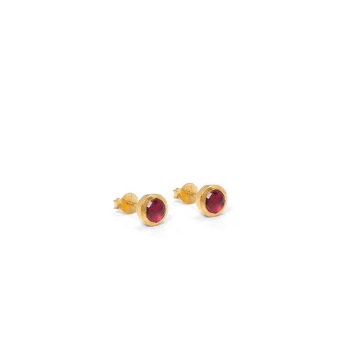 Birthstone Stud Earrings October: Pink Tourmaline and Gold Vermeil