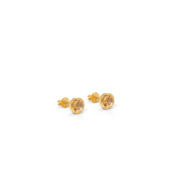 Birthstone Stud Earrings November: Citrine and Gold Vermeil