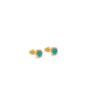 Birthstone Stud Earrings December: Turquoise and Gold Vermeil