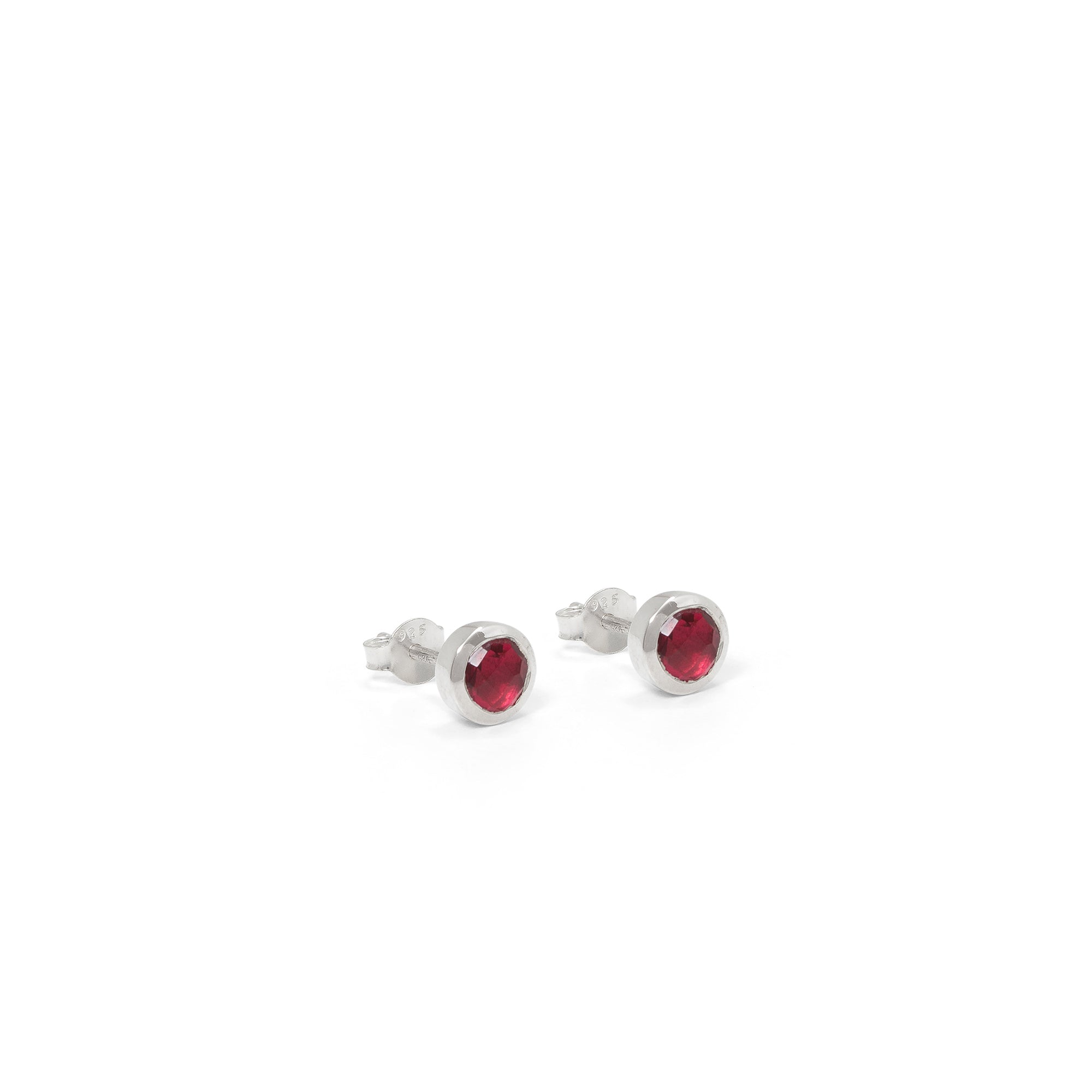 Birthstone Stud Earrings October: Pink Tourmaline and Sterling Silver