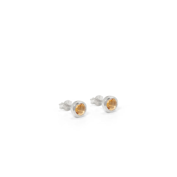 Birthstone Stud Earrings November: Citrine and Sterling Silver