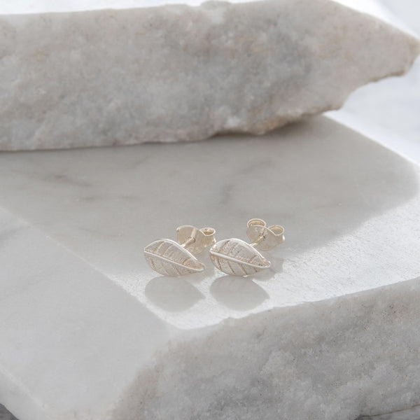 Leaf Stud Earrings Sterling Silver